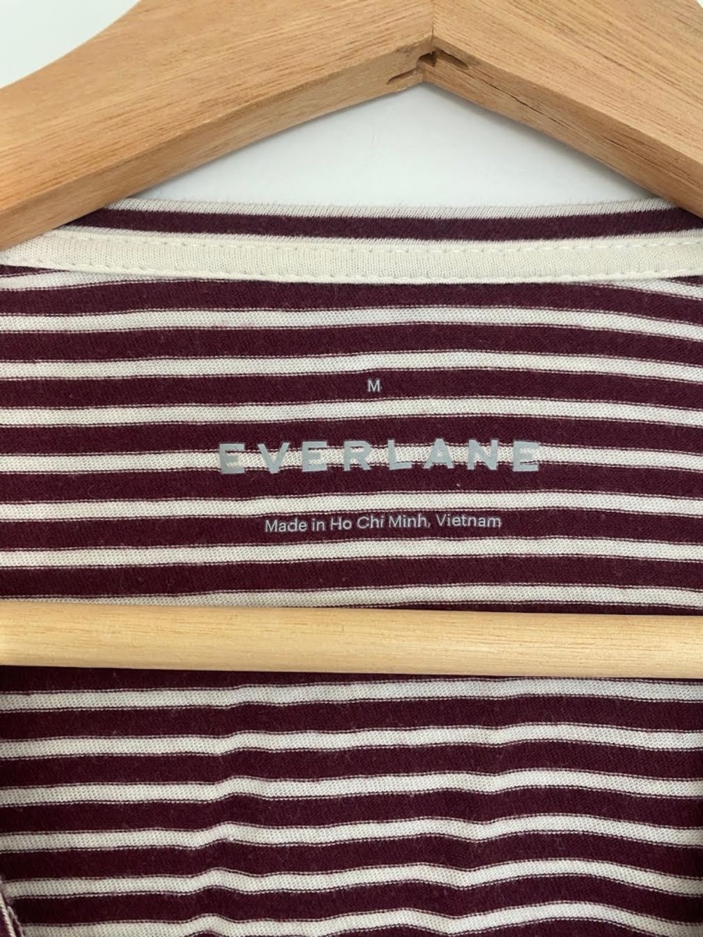 Everlane - Striped Longsleeve Top - Size Medium - Burgundy/White - Picture 4 of 6